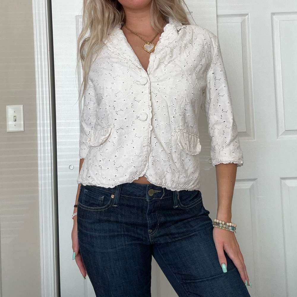 Vintage White Lace Blazer